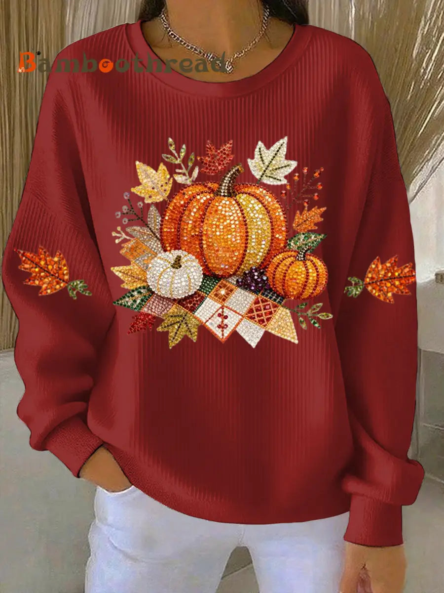Women’s Thanksgiving Print Casual Sweatshirt Red / S