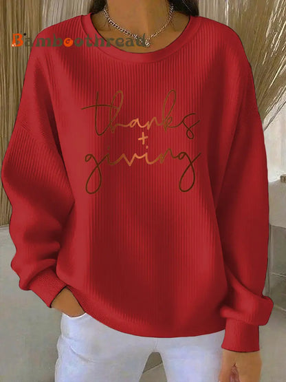Women’s Thanksgiving Print Casual Sweatshirt Red / S