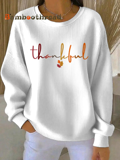 Women’s Thanksgiving Print Casual Sweatshirt White / S