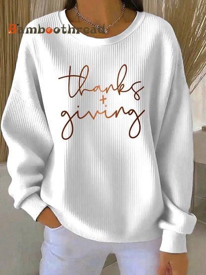 Women’s Thanksgiving Print Casual Sweatshirt White / S