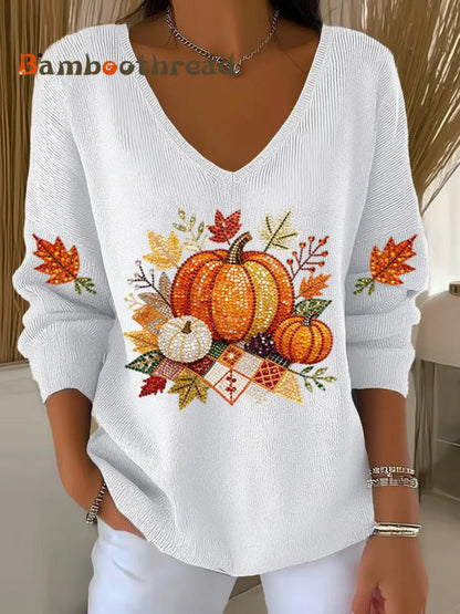 Women’s Thanksgiving Printed Casual Top White / S