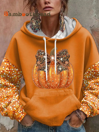 Women’s Thanksgiving Pumpkin Hoodie Orange / S