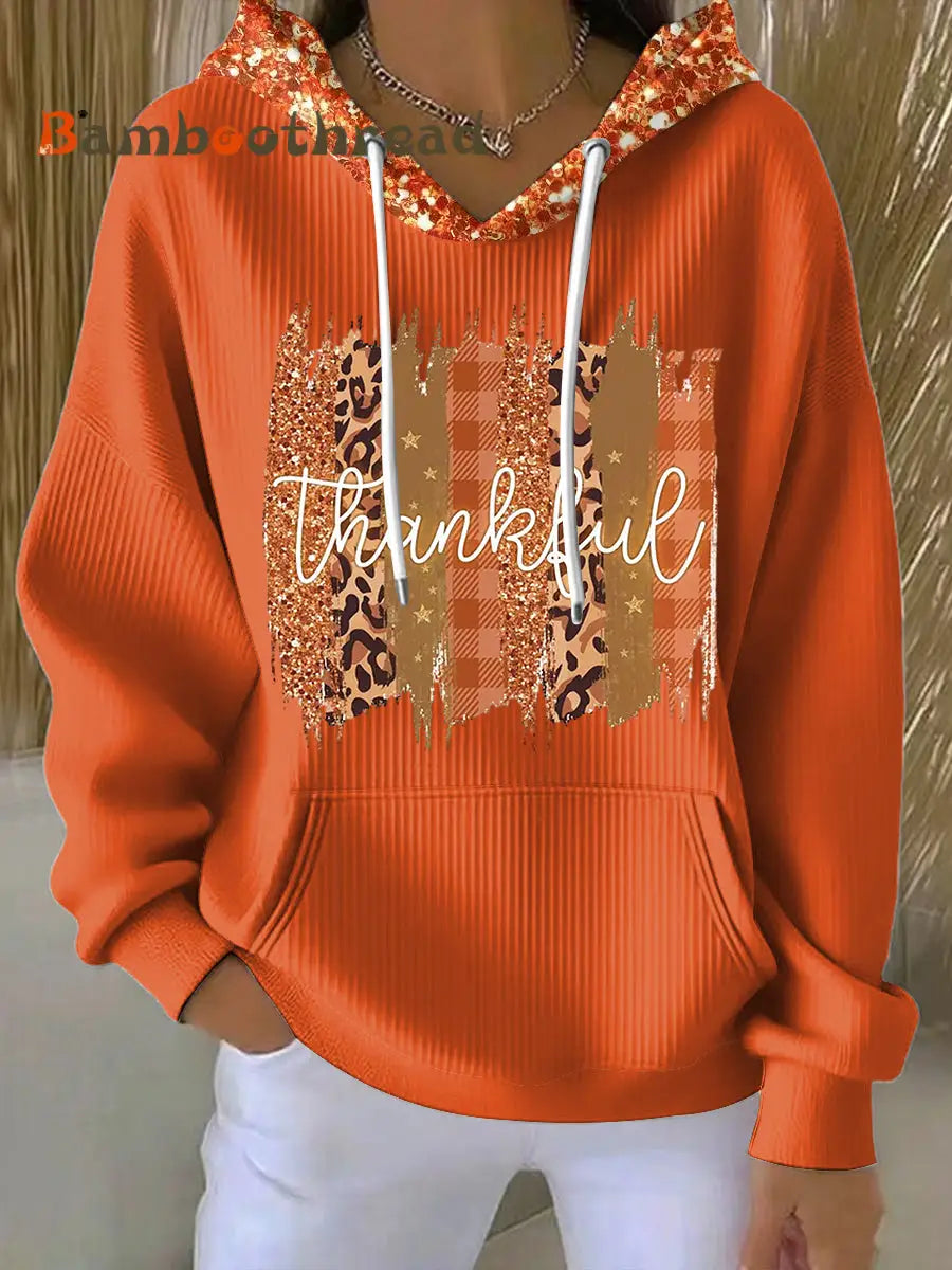 Women’s Thanksgiving Sequined Casual Hoodie Multicolour / S