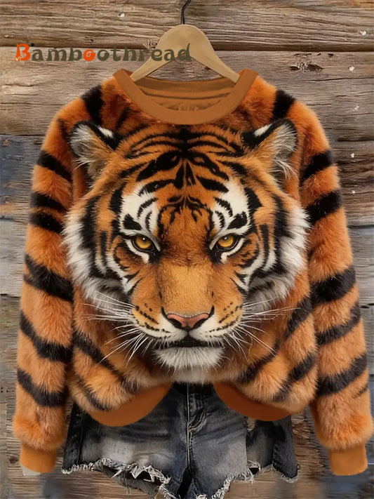 Women’s Tiger Art Print Casual Sweatshirt As picture / S