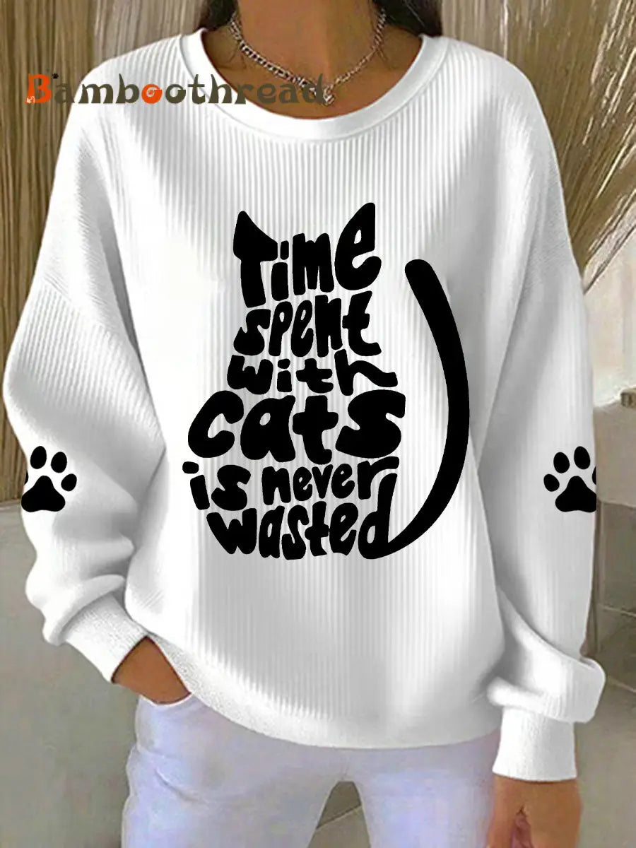 Women’s ’time spent with cats is never wasted’ sweatshirts White / S