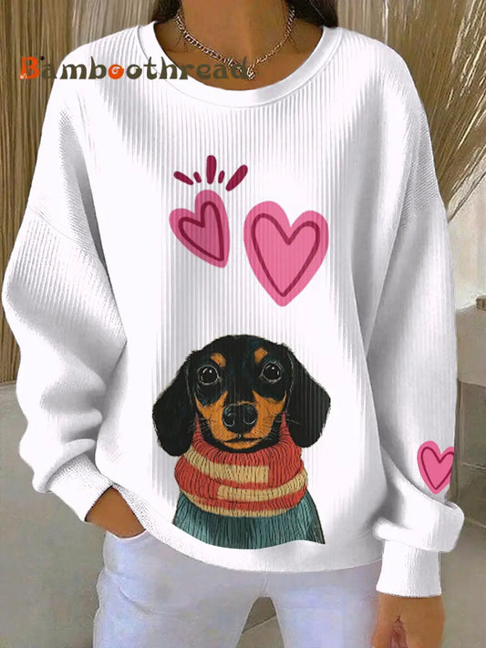 Women’s Valentine’s Day Cute Animal Print Casual Sweatshirt As picture / S