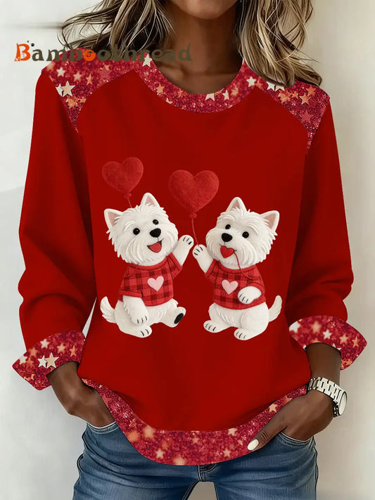 Women’s Valentine’s Day Puppy Sweatshirt Red / S
