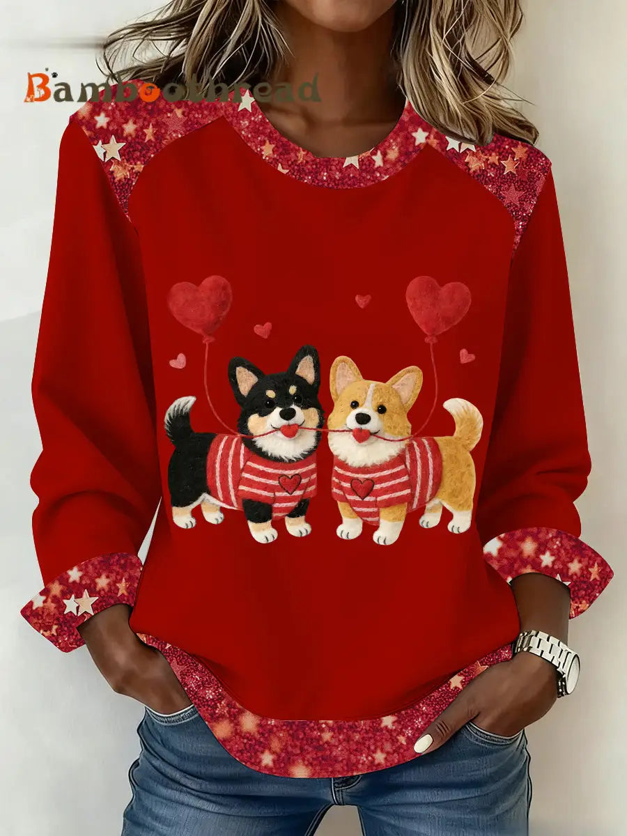 Women’s Valentine’s Day Puppy Sweatshirt Red / S