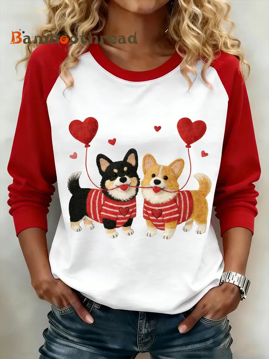 Women’s Valentine’s Day Puppy Sweatshirt White / S