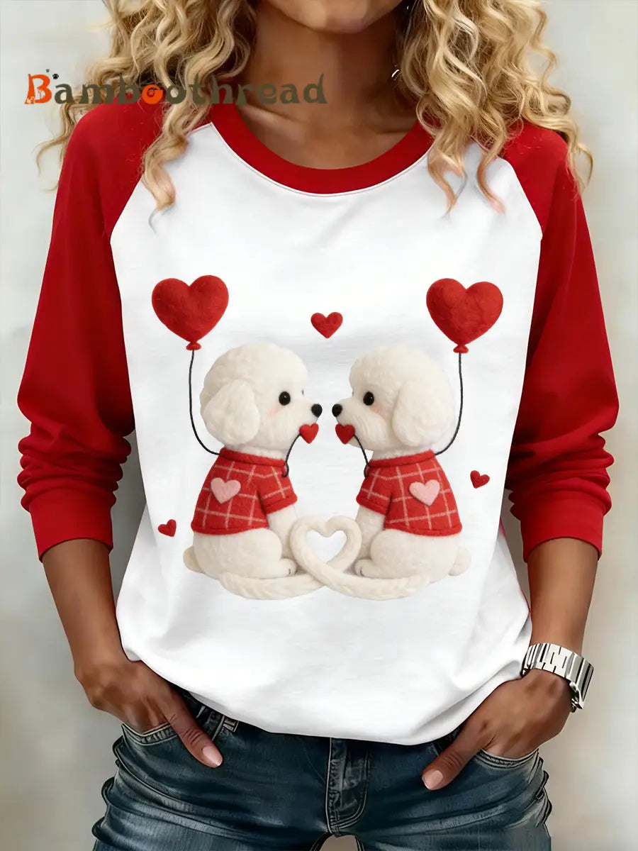 Women’s Valentine’s Day Puppy Sweatshirt White / S