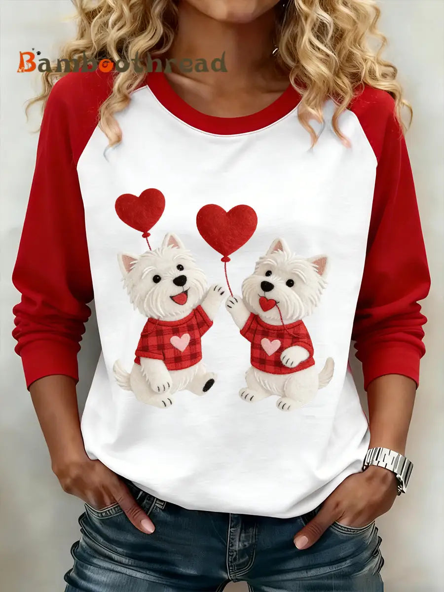 Women’s Valentine’s Day Puppy Sweatshirt White / S