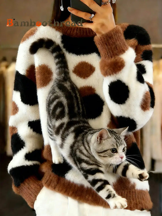 Women’s Vintage Animal Print Comfort Casual Sweater A / S