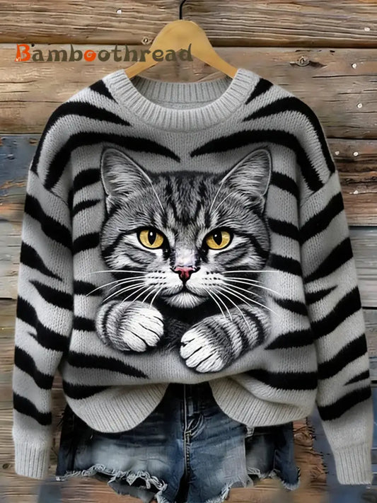 Women’s Vintage Animal Print Comfort Casual Sweater A / S