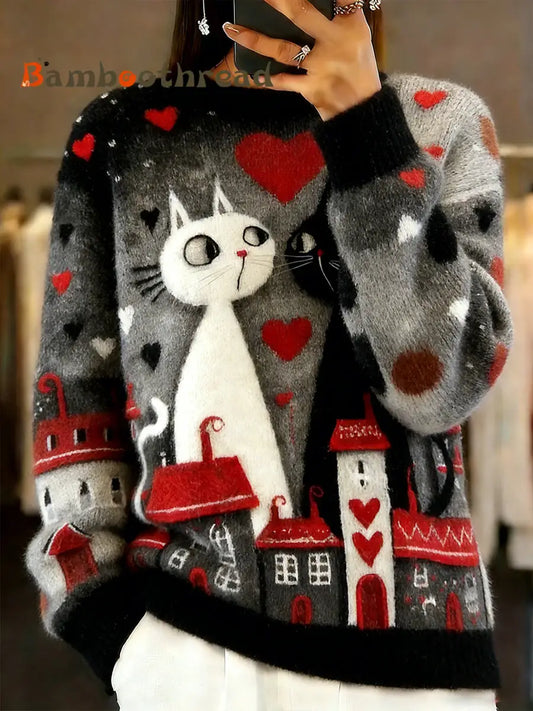 Women’s Vintage Animal Print Comfort Casual Sweater A / S