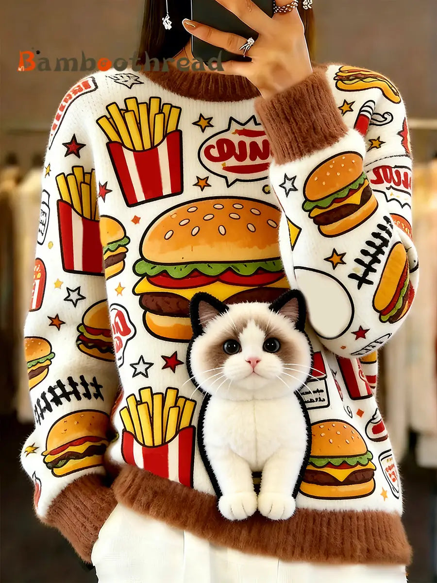 Women’s Vintage Animal Print Comfort Casual Sweater A / S