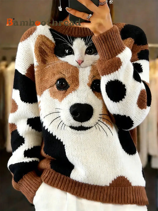 Women’s Vintage Animal Print Comfort Casual Sweater A / S