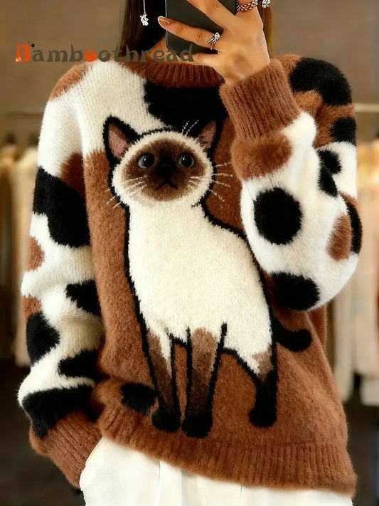 Women’s Vintage Animal Print Comfort Casual Sweater A / S