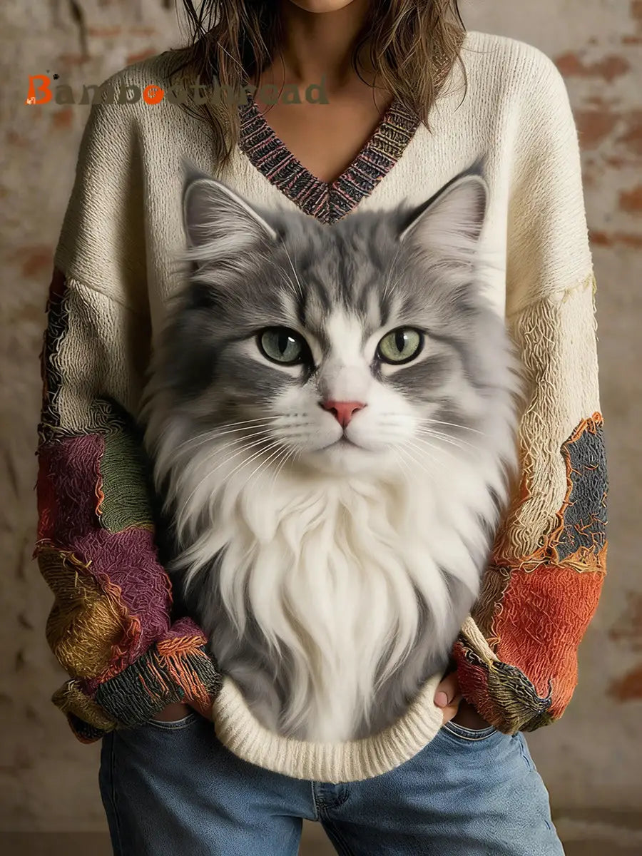 Women’s Vintage Animal Print Comfort Casual Sweater A / S