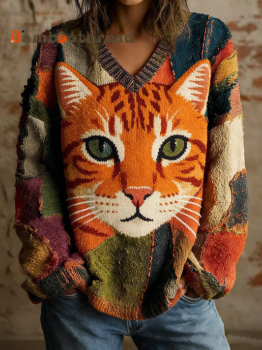 Women’s Vintage Animal Print Comfort Casual Sweater A / S