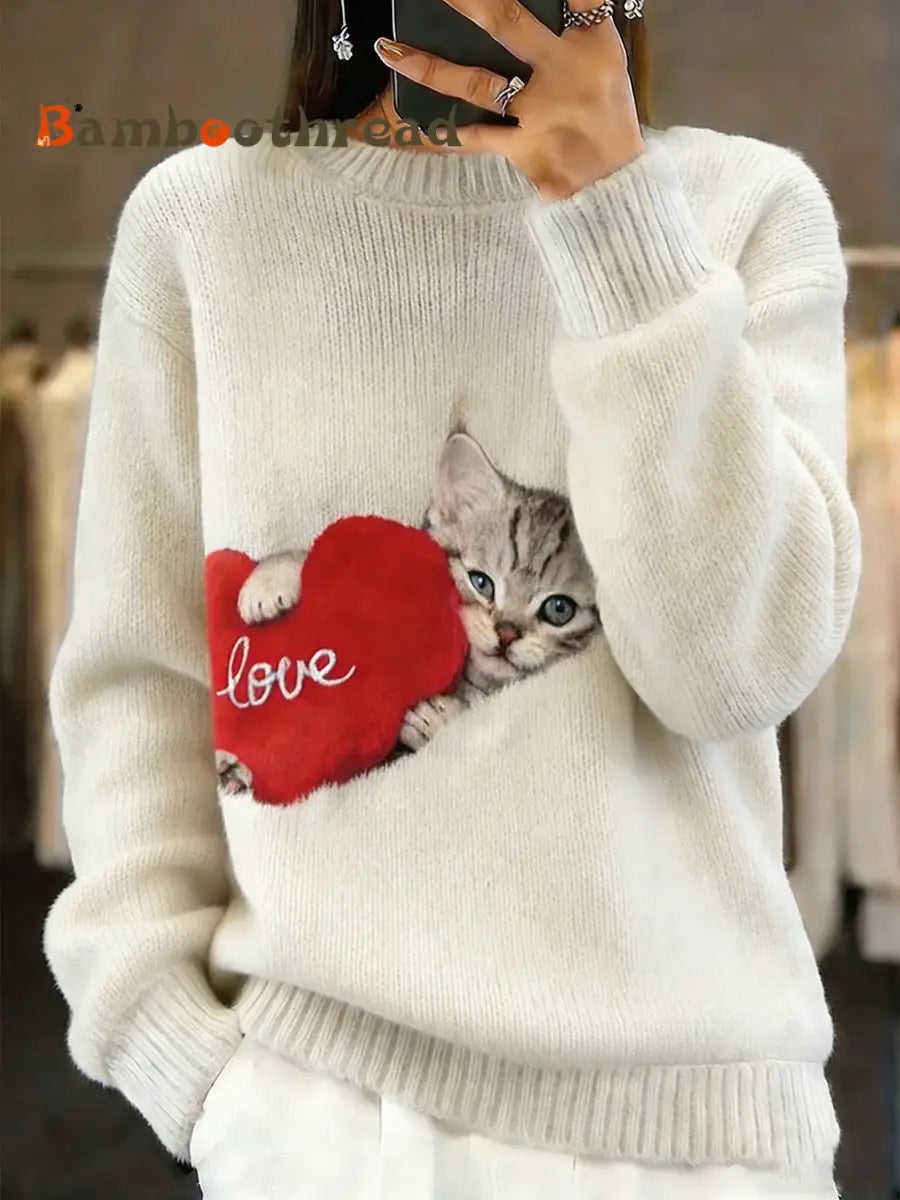 Women’s Vintage Animal Print Comfort Casual Sweater A / S