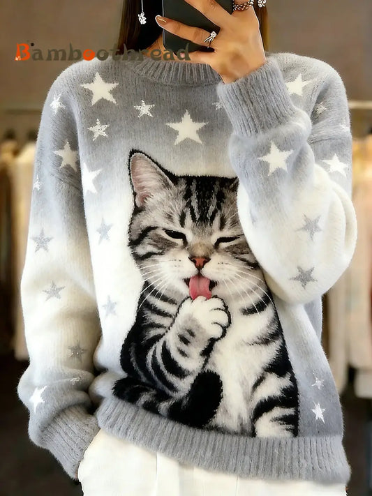 Women’s Vintage Animal Print Comfort Casual Sweater A / S