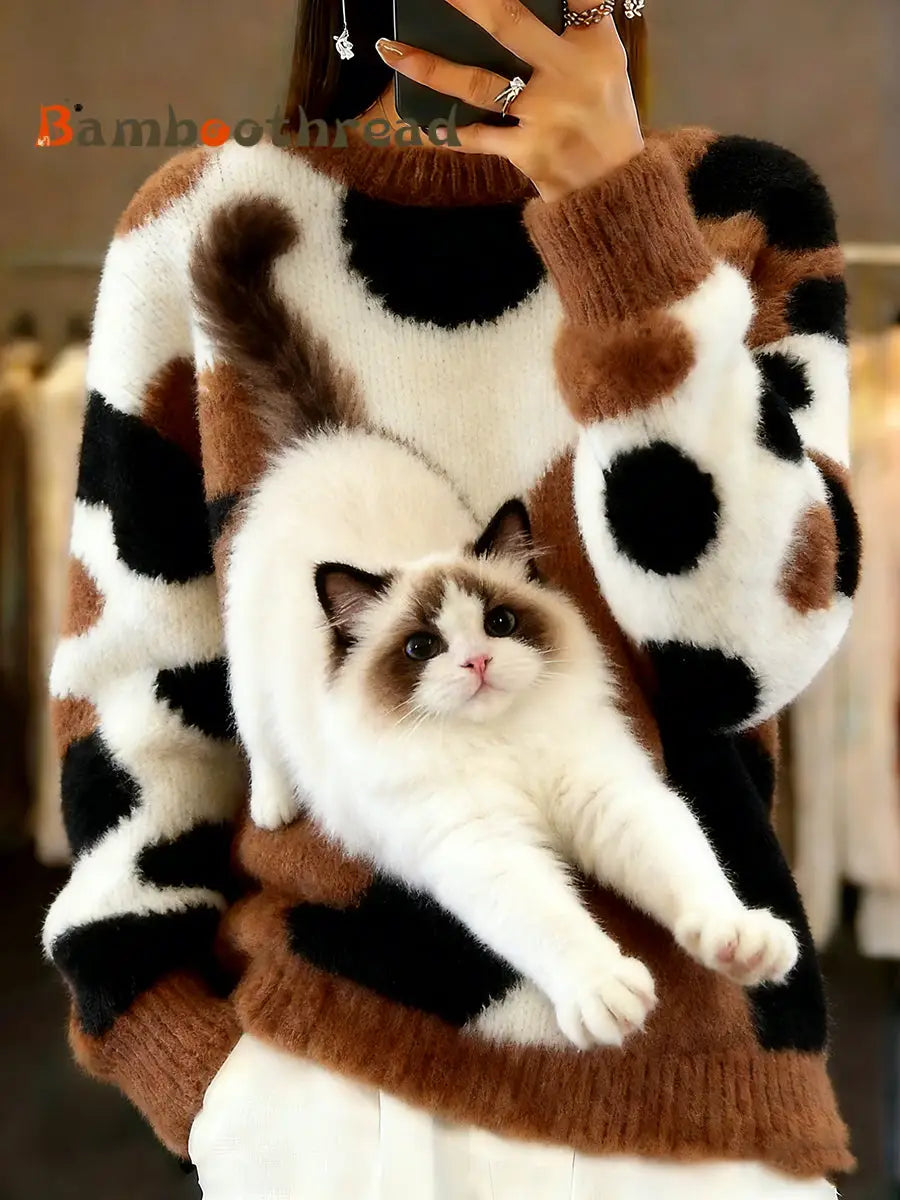 Women’s Vintage Animal Print Comfort Casual Sweater A / S