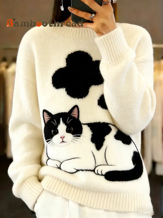 Women’s Vintage Animal Print Comfort Casual Sweater A / S