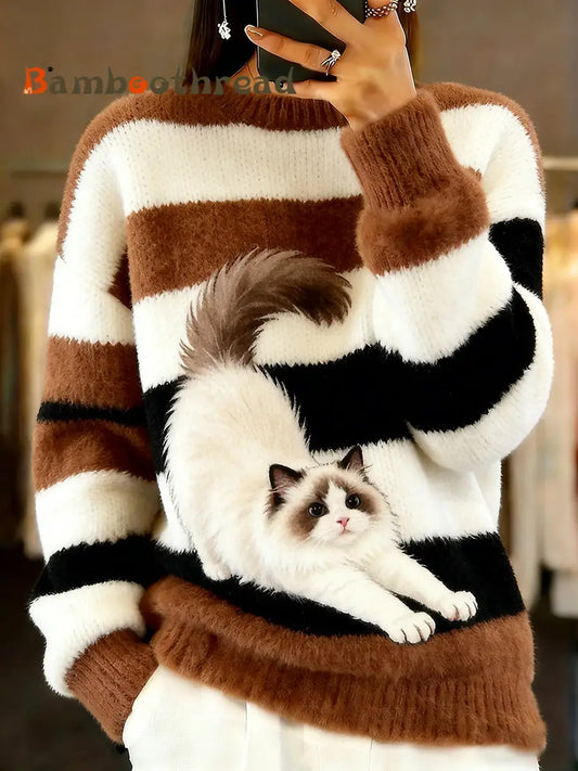 Women’s Vintage Animal Print Comfort Casual Sweater A / S