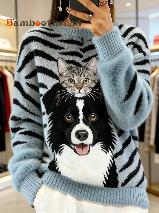 Women’s Vintage Animal Print Comfort Casual Sweater A / S