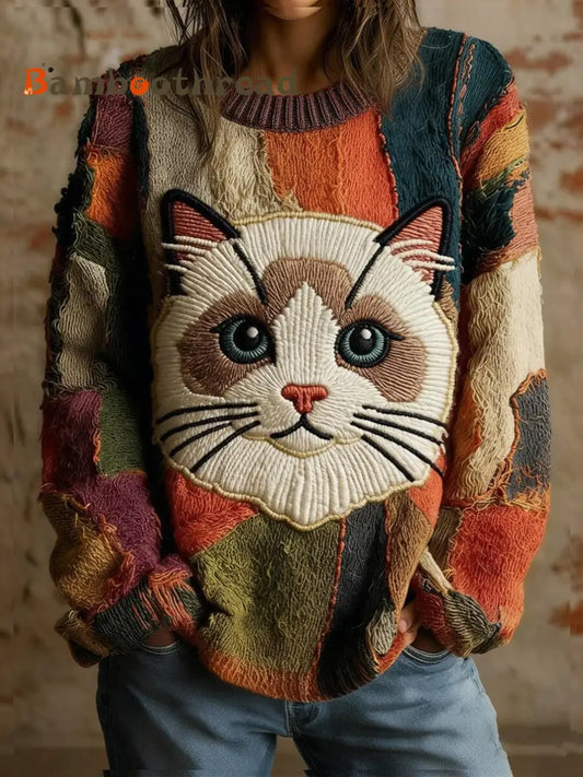 Women’s Vintage Animal Print Comfort Casual Sweater A / S