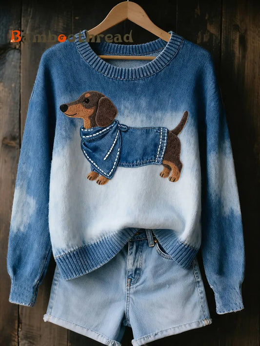 Women’s Vintage Art Animal Print Cozy Knit Sweater A / S