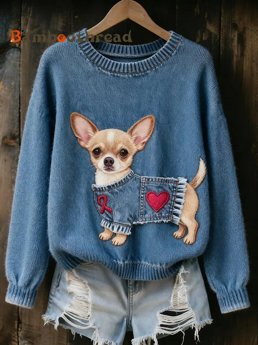 Women’s Vintage Art Animal Print Cozy Knit Sweater A / S