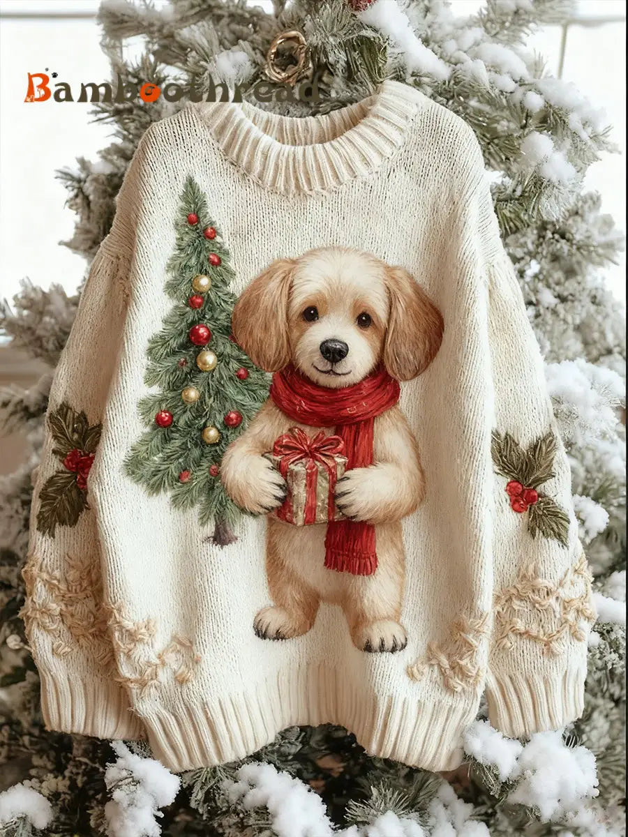 Women’s Vintage Christmas Animal Art Print Comfortable Casual Sweater A / S