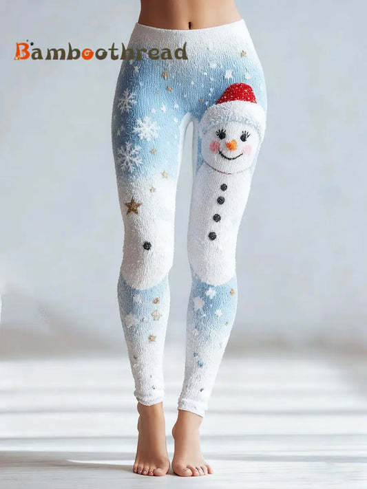 Women’s Vintage Christmas Art Knit Cozy Leggings As picture / S