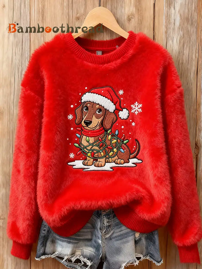 Women’s Vintage Christmas Art Print Cozy Flannel Sweatshirt B / S