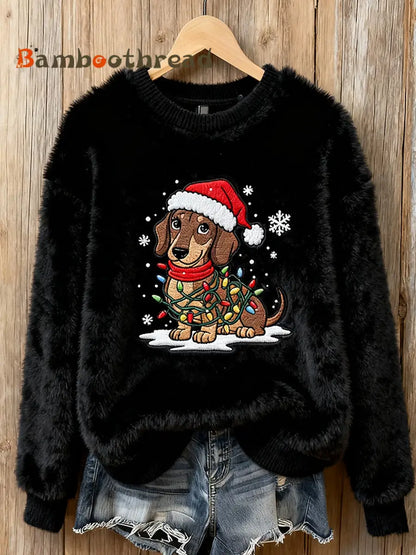 Women’s Vintage Christmas Art Print Cozy Flannel Sweatshirt C / S