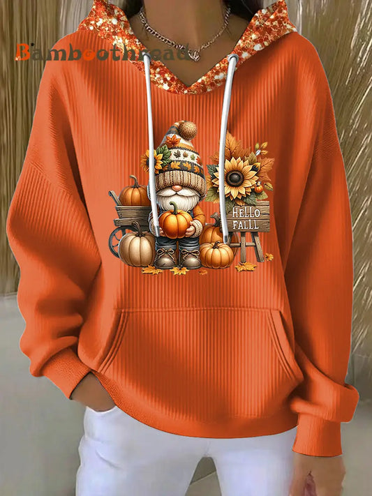 Women’s Vintage Thanksgiving Pumpkin Art Casual Hoodie Multicolour / S
