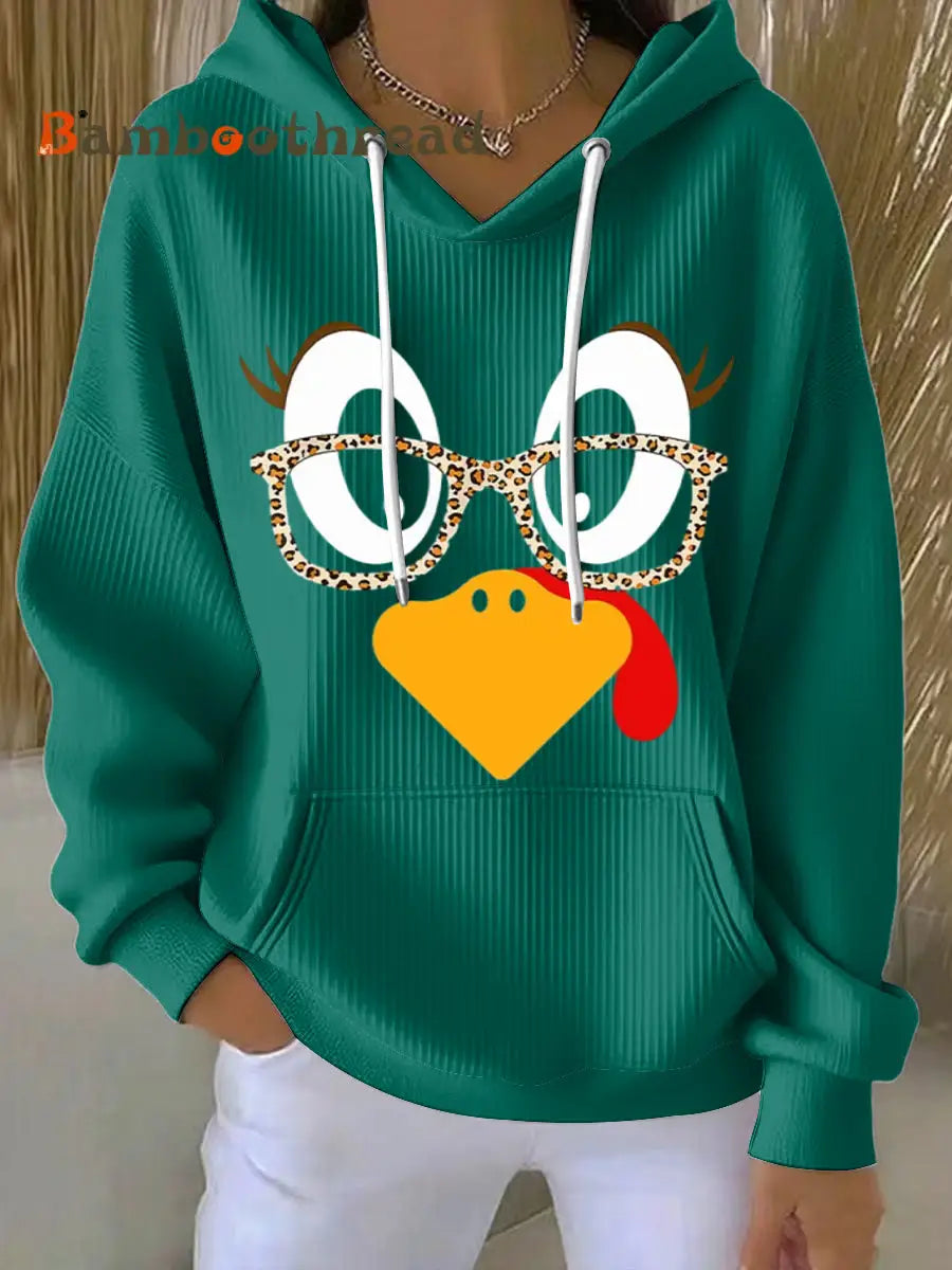 Women’s Vintage Thanksgiving Turkey Casual Hoodie Multicolour / S