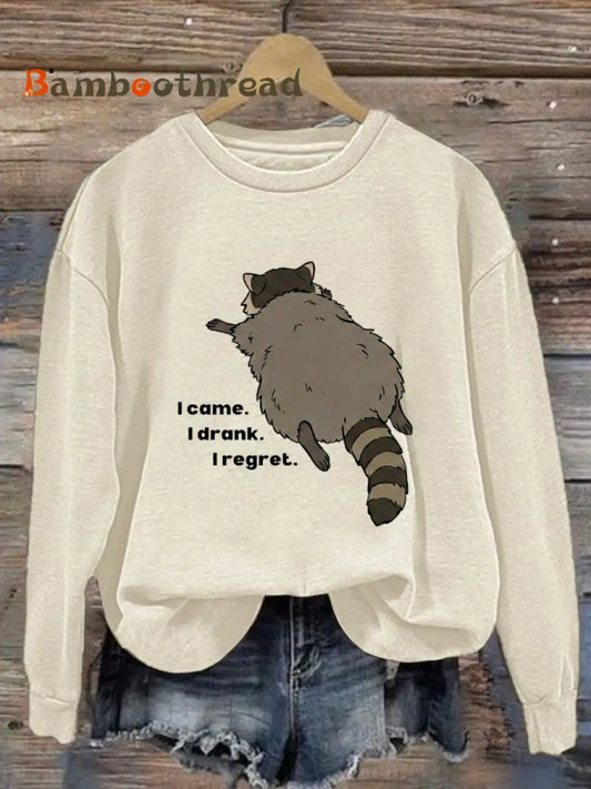 Women’s Viral Liquor-Store Raccoon Funny Chonky Trash Panda Regular Sweatshirt Apricot / S
