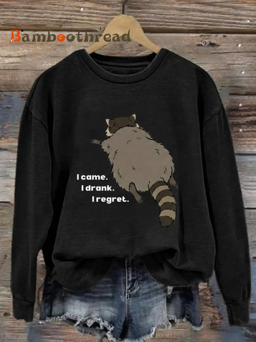 Women’s Viral Liquor-Store Raccoon Funny Chonky Trash Panda Regular Sweatshirt Black / S